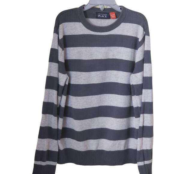2 FOR $5 SALE Girl's Gray Striped Sweater Medium (7/8) - Picture 1 of 6